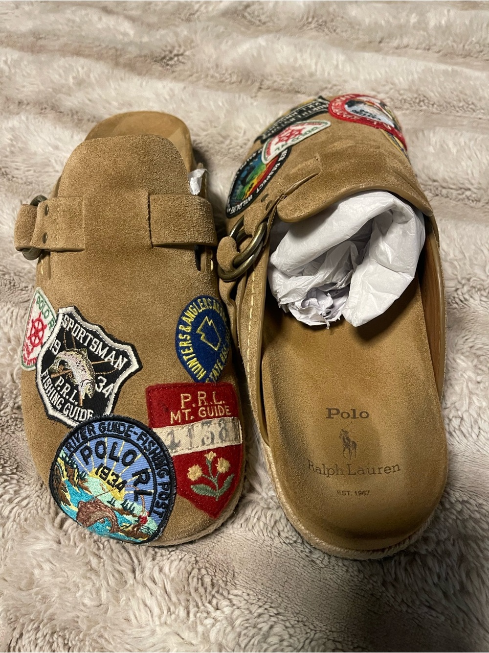 RL Polo Turbach-Patch Suede Clogs